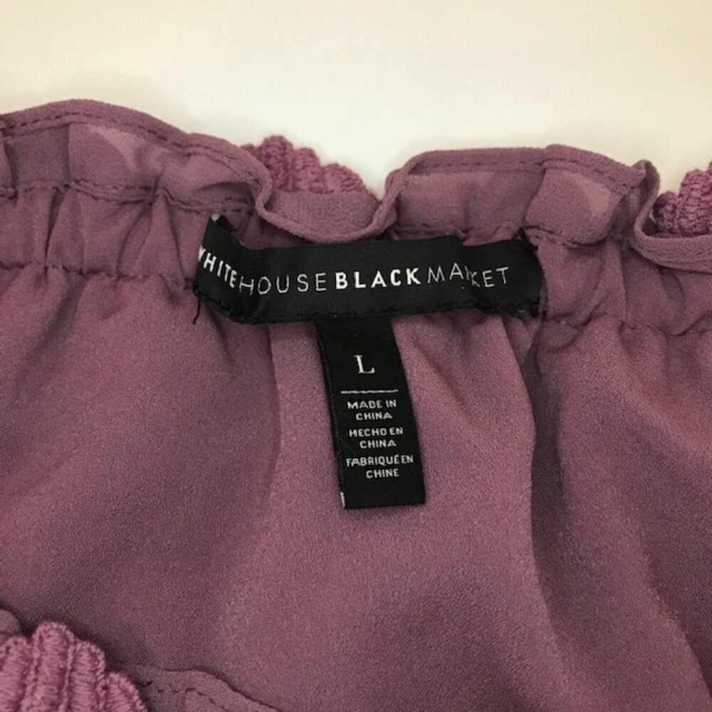 White House Black Market Women's Lavender Off the Shoulder Lace Blouse Large - Picture 6 of 8